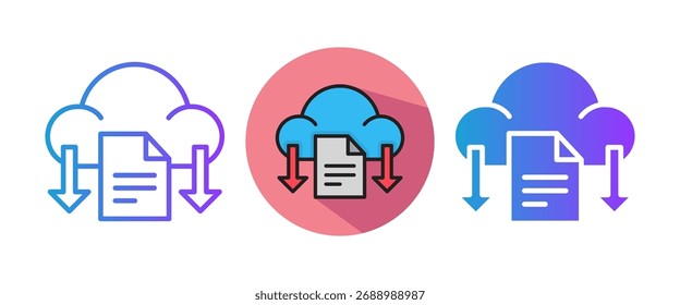 Cloud Download Icon Multiple Vector Illustration