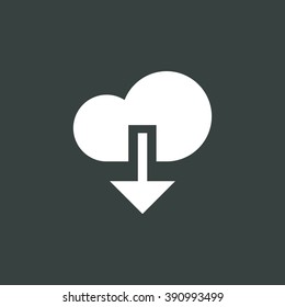 Cloud Download icon, on dark background, white outline, large size symbol