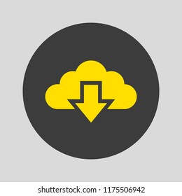 Cloud download icon on grey background. Vector illustration