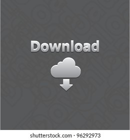 Cloud download icon on lettered background