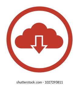 cloud download icon on white background. Vector illustration