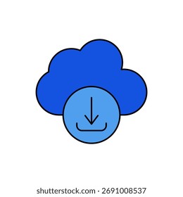 Ícone de Download da Nuvem esboço traçado editável traçado linha desenho eps