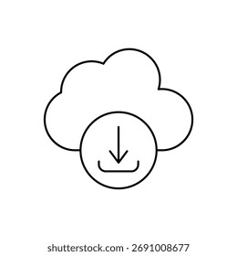 Ícone de Download da Nuvem esboço traçado editável traçado linha desenho eps