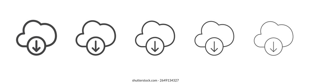 Símbolo de vetor de ilustração de contorno de ícone de download na nuvem