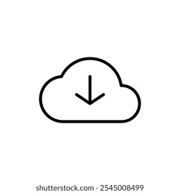 Cloud download icon Outline set in black and white color