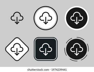 cloud download icon set. Collection of high quality black outline logo for web site design and mobile dark mode apps. Vector illustration on a white background	