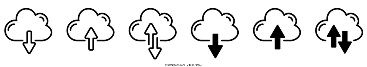  Cloud download icon set. Upload download cloud sign. Web Upload symbol .Vector
