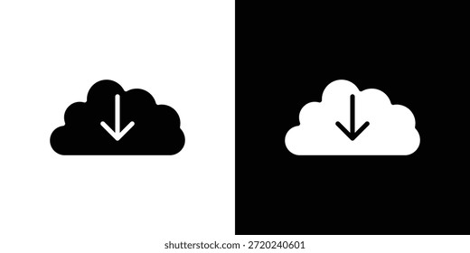 Ilustración vectorial de la silueta del icono de la Descarga de la nube estilo plano aislado