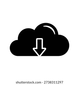 Cloud download icon silhouette vector illustration isolated