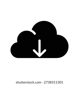 Cloud download icon silhouette vector illustration isolated