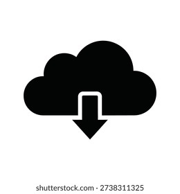 Cloud download icon silhouette vector illustration isolated