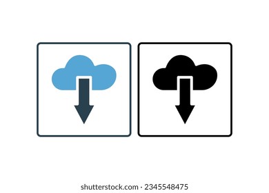 Cloud download Icon. suitable for web site design, app,user interfaces. solid icon style. Simple vector design editable