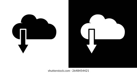 Coleção de símbolos de ícone de download na nuvem. Ilustração de stock de vetor plano.