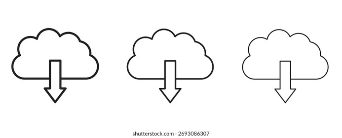 Símbolo de icono de Descarga de nube. Signo de estilo lineal para el concepto móvil