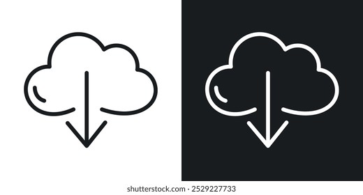 Cloud download icon in Thin line black color. flat simple vector symbols illustration.