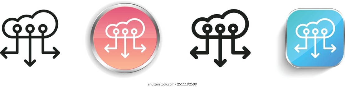 ícone de download na nuvem. Design fino, linear, regular e estilo botão isolado no fundo branco