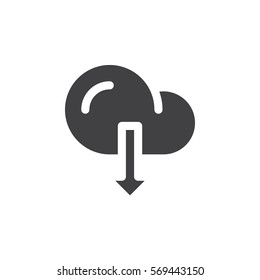 Cloud download icon vector, filled flat sign, solid pictogram isolated on white. Symbol, logo illustration