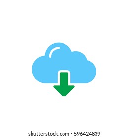 Cloud download icon vector, filled flat sign, solid colorful pictogram isolated on white. Symbol, logo illustration. Pixel perfect