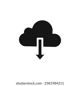 Cloud download icon Vector flat thin line illustration