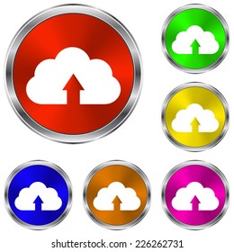 cloud download icon - vector glossy colourful buttons