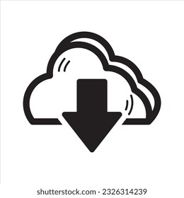 Icono de descarga de nube. icono de descarga. Vector y glifo