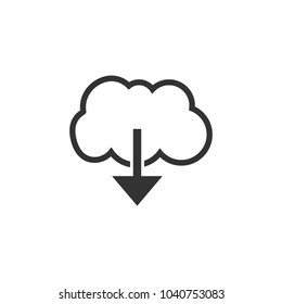 Cloud download icon. Vector illustration. Flat design.