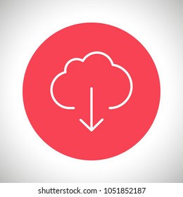 Cloud download icon vector illustration. Linear symbol with thin outline. The thickness is edited. Minimalist style.
