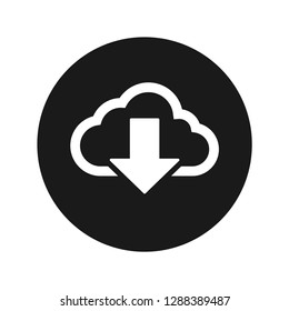 Cloud download icon vector illustration design isolated on flat black round button