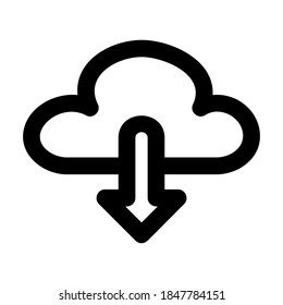 Cloud Download icon vector illustration in line style for any projects, use for website mobile app presentation