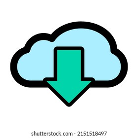 Cloud download icon. Vector illustration isolated on white background. Download from cloud.