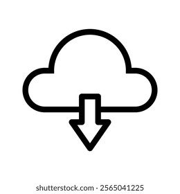 cloud download icon . vector illustration, pictogram isolated on white background. color editable