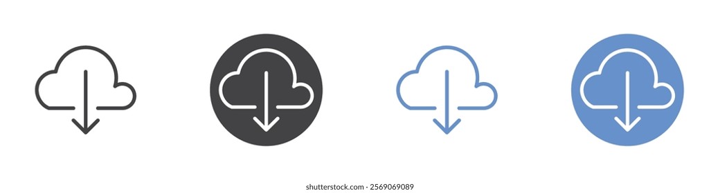 Cloud download icon vector symbol outline sign