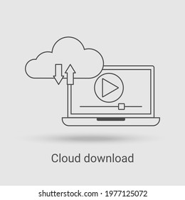 The cloud download icon.Round-the-clock communication.Time management and workflow planning.Linear vector illustration.