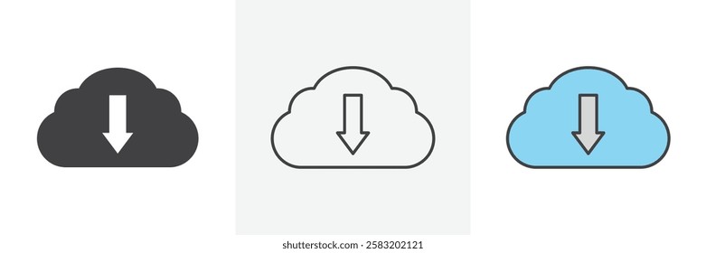 Cloud download icons pack for website designs