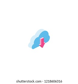Cloud download isometric 3d icon. Creative illustration idea.