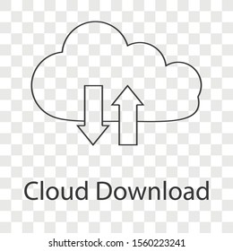 Cloud Download line concept on transparency background. Creative idea design for your project. Line vector illustration use for brochure, web page or mobile app.