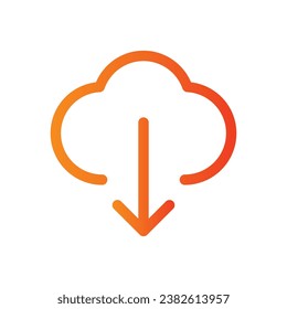 cloud download line gradient icon logo for website, application, printing, document, poster design, etc, Suitable for web Design,Logo,App