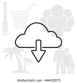 cloud download line icon