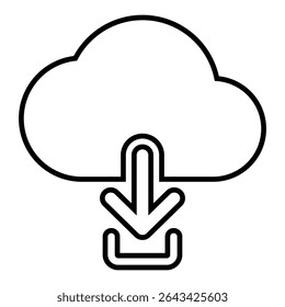 cloud download line icon design. cloud download thin black outline symbol vector illustration. editable stroke icon on transparent background.