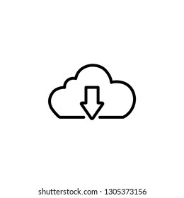 Cloud Download Line Icon In Flat Style Vector Icon For Apps, UI, Websites. Cloudy Black Icon Vector Illustration.
