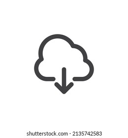 Cloud download line icon. linear style sign for mobile concept and web design. Cloud and arrow outline vector icon. Symbol, logo illustration. Vector graphics