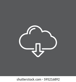 Cloud download line icon, outline vector sign, linear white pictogram. Symbol, logo illustration. Editable stroke. Pixel perfect