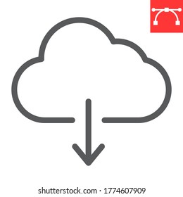 Cloud download line icon, ui and button, computing sign vector graphics, editable stroke linear icon, eps 10