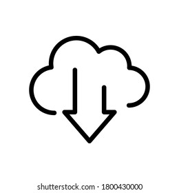 cloud download line icon vector illustration