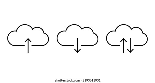 Cloud download  line ion with arrow