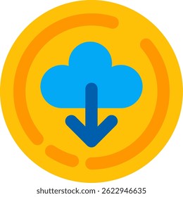 Design de ícone de vetor de linha de download de nuvem