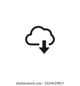 Cloud download, linear icon. One of a set of linear web icons
