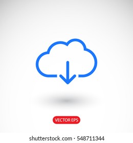 Cloud download, linear icon. One of a set of linear web icons