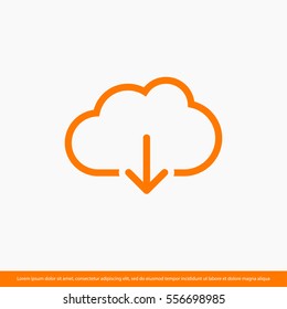 Cloud download, linear icon. One of a set of linear web icons