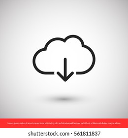 Cloud download, linear icon. One of a set of linear web icons